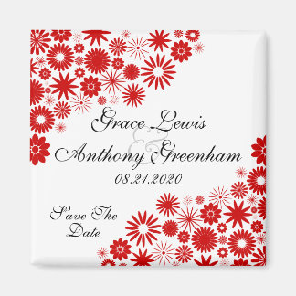 Imán Bonitos Florals Red Save The Date Magnet