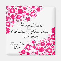 Bonitos Florals Vibrant Pink Save The Date Magnet
