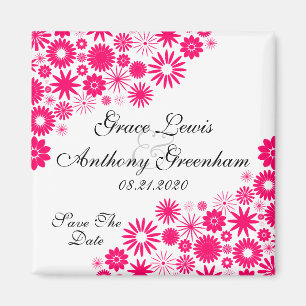 Imán Bonitos Florals Vibrant Pink Save The Date Magnet