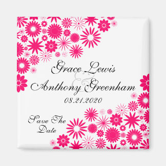 Imán Bonitos Florals Vibrant Pink Save The Date Magnet