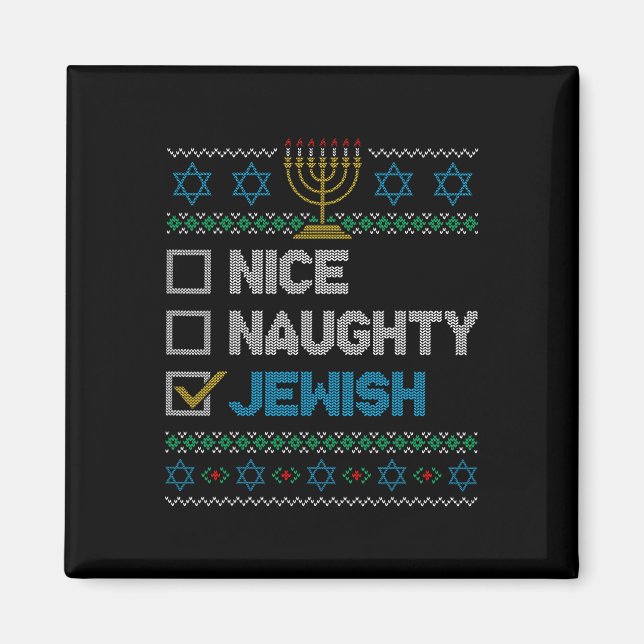 Imán Bonitos Navidades judíos feos Sweater Funny H (Frente)