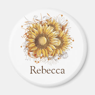 Imán Bonitos Vintage personalizados girasoles
