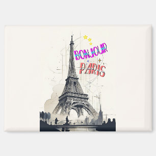 Imán Bonjour Colorido París