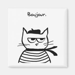 Imán Bonjour French Cat Funny