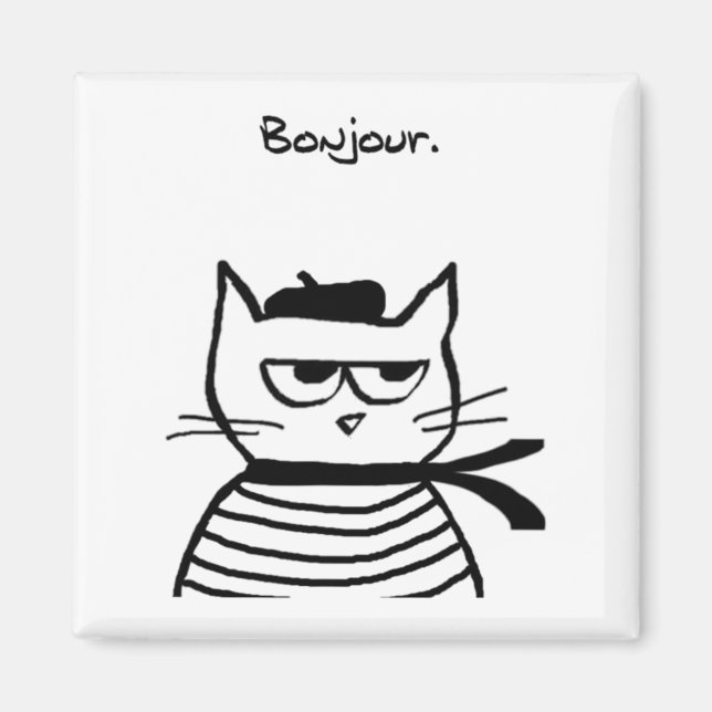 Imán Bonjour French Cat Funny (Frente)