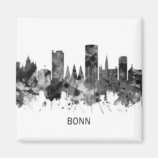Imán Bonn Alemania Skyline BW (Frente)