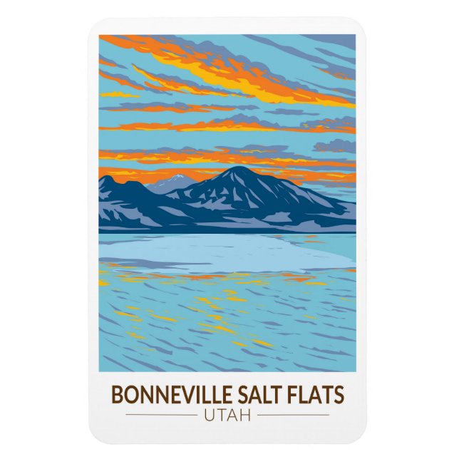 Imán Bonneville Salt Flats Utah Viaje Art Vintage (Vertical)
