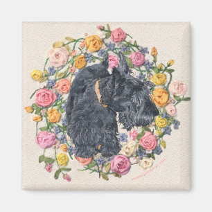 Imán Bonnie de Escocia rescatada en fondo floral