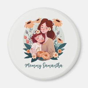 Imán Bono de mamá y hija adorables - Marco floral (3)