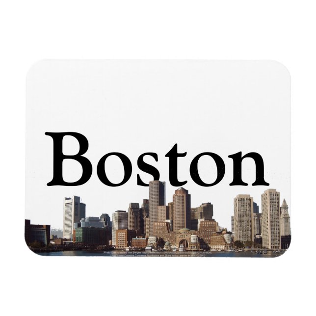 Imán Bonston, MAMÁES Skyline con Boston en el cielo (Horizontal)