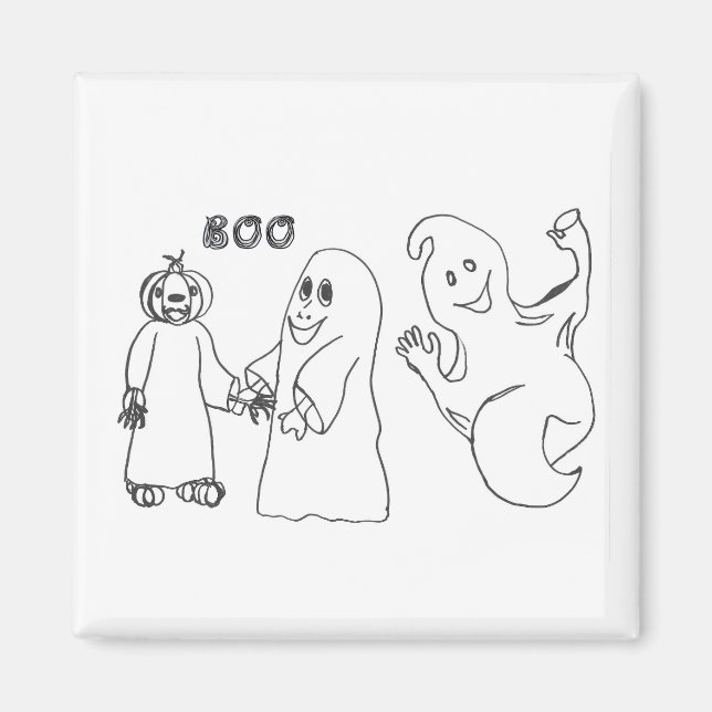 Imán BOO 3 lindo truco fantasma o tratantes (Frente)