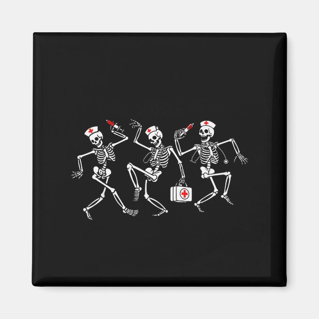 Imán Boo Boo Crew Funny Dancing Skeleton Nurse Squad Ha (Frente)