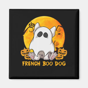 Imán Boo Bulldog con Araña de Calabaza y Luna