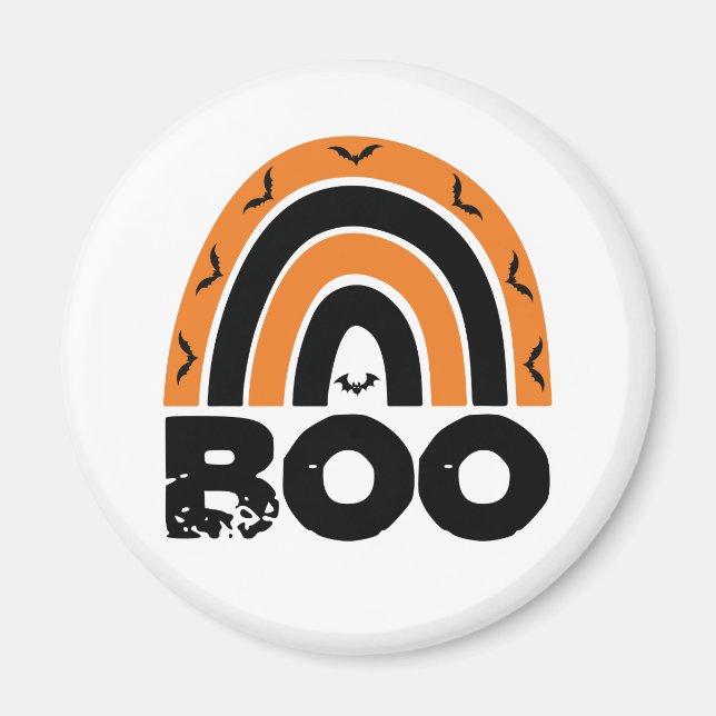 Imán Boo con murciélagos voladores y arcoiris (Frente)