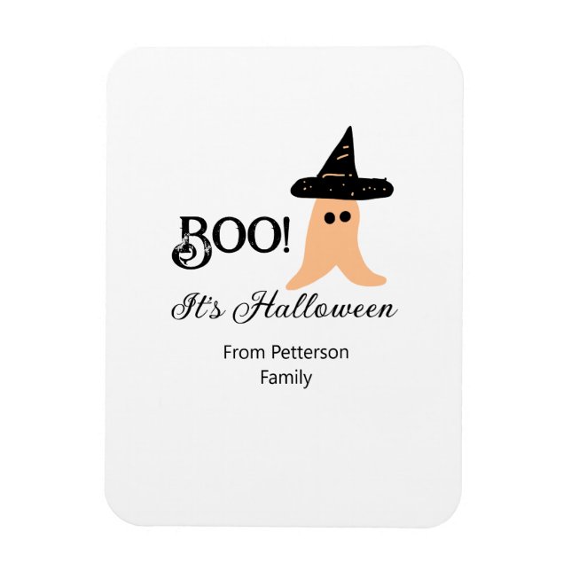 Imán Boo, es Halloween de naranja de apellido fantasma (Vertical)