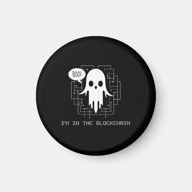 Imán ¡Boo! Estoy en Blockchain - Gracioso fantasma de l (Frente)