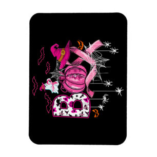 Imán Boo Halloween Calabaza Cinta rosa Leche de Bruja p