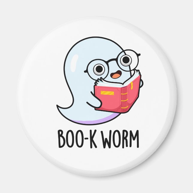 Imán Boo-k Worm Funny Halloween Bookworm Ghost Pun (Frente)