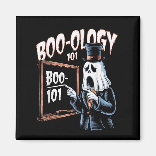 Imán Boo-Ology 101, feliz halloween (Frente)