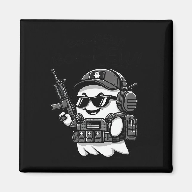 Imán Boo Pew Tactical Ghost Costume Gun Lover Halloween (Frente)