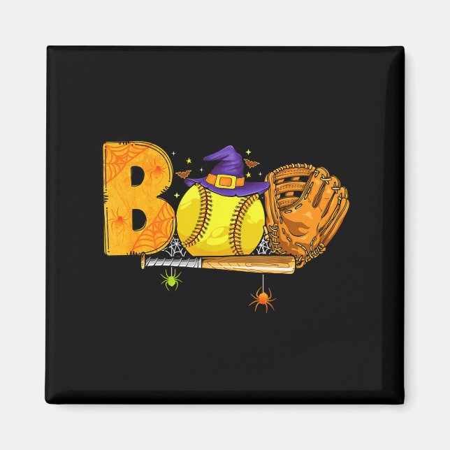 Imán Boo Softball Player Catcher Tcher Funny Halloween  (Frente)
