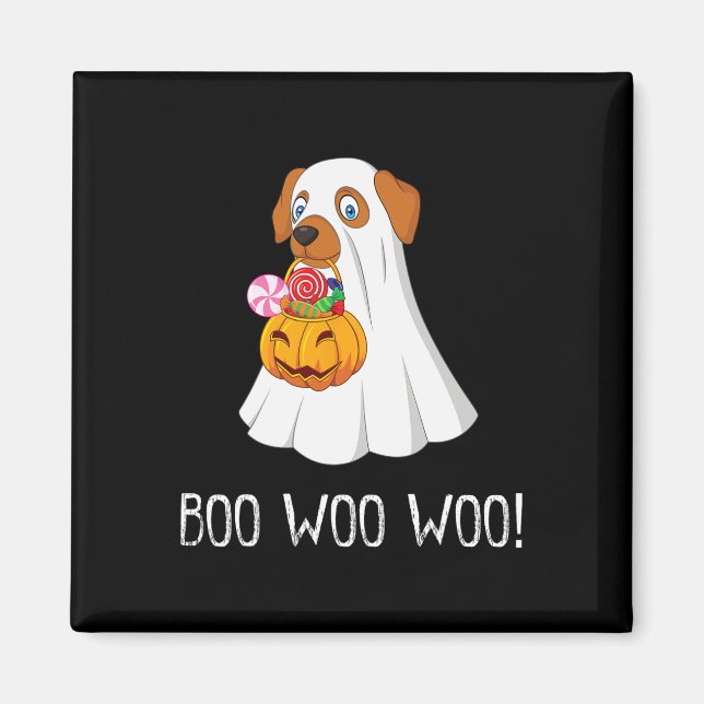Imán Boo Woo Woo Fun Cuse Halloween Fantasma De Perro T (Frente)