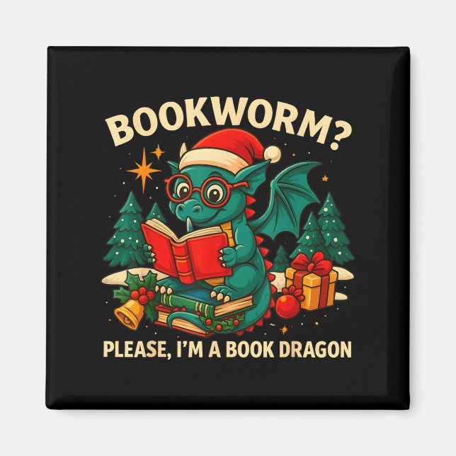 Imán Book Dragon Christmas Reading Gift For Fantasy Lov (Frente)