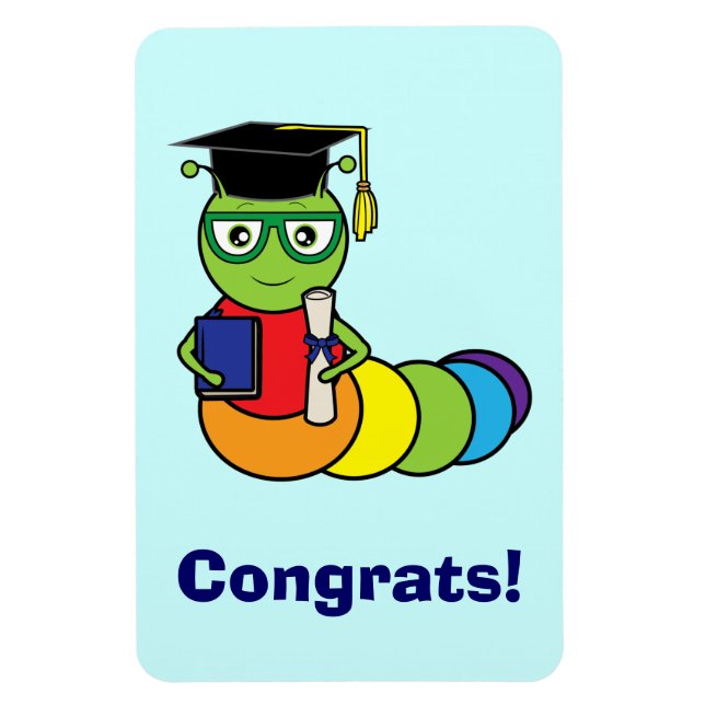Imán Bookworm de graduación con Diploma (Vertical)