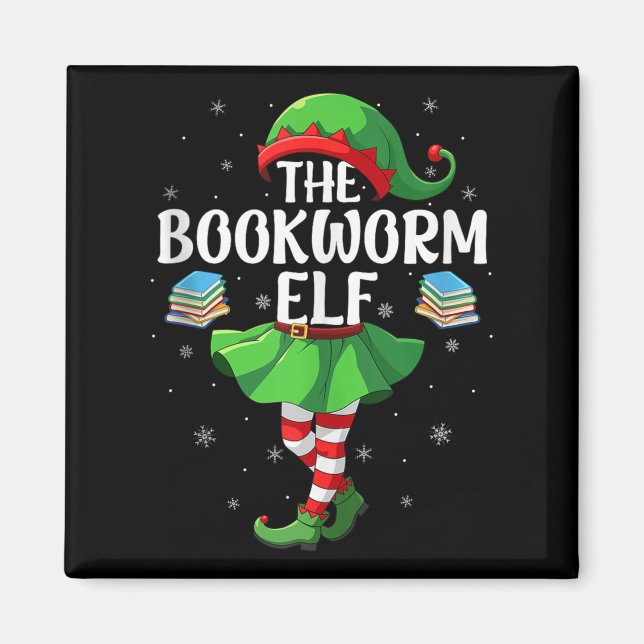 Imán Bookworm Elf Christmas Girls Women Elf Squad Xmas  (Frente)