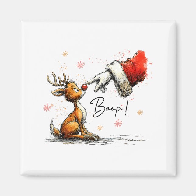 Imán Boop Funny Santa Farmer Reindeer Cute Christmas Ho (Frente)