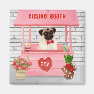 Imán Booth de besos de pug Dog El día de San Valentín