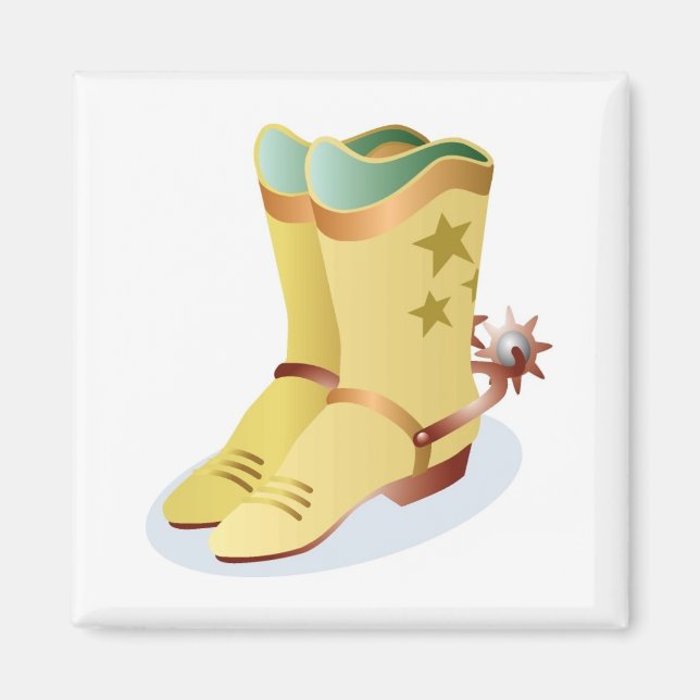 Imán Boots de vaquero blanco con puros de paseo (Frente)