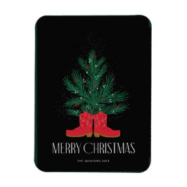 Imán Boots de Vaquero Rojo y Feliz Navidad