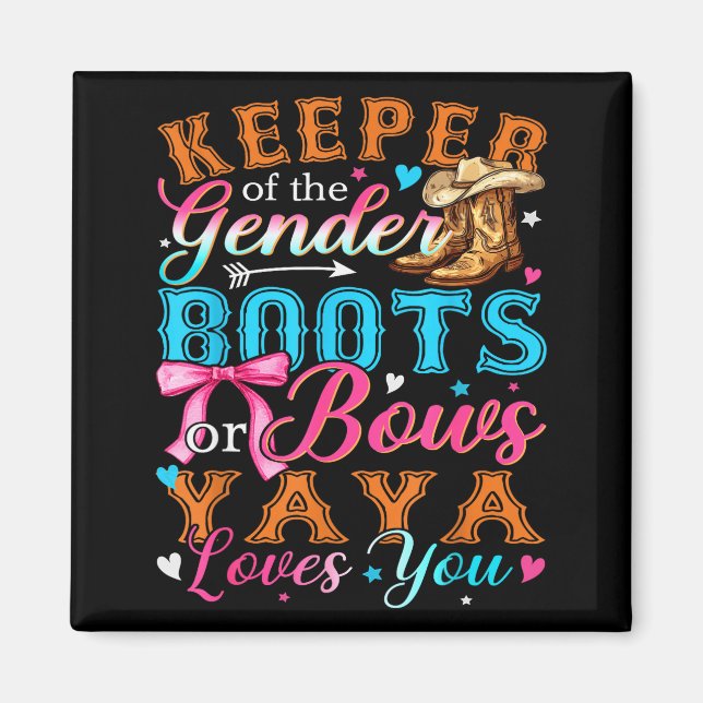 Imán Boots Or Bows Yaya Loves You Gender Reveal Family  (Frente)