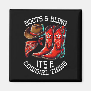 Imán Boots Y Bling Cowgirl Rodeo Hípica En Wes