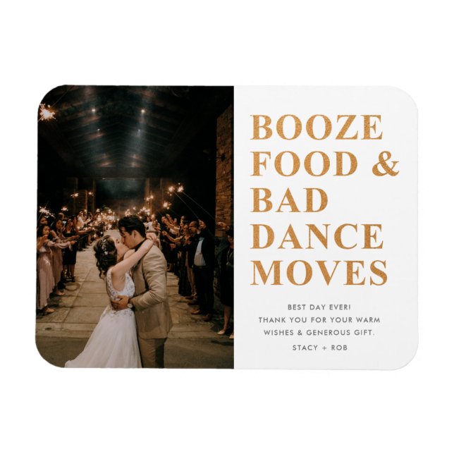 Imán Booze Food Bad Dance Mueve Boda Gracias (Horizontal)