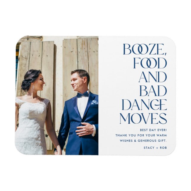 Imán Booze Food Bad Dance Mueve Boda Gracias (Horizontal)