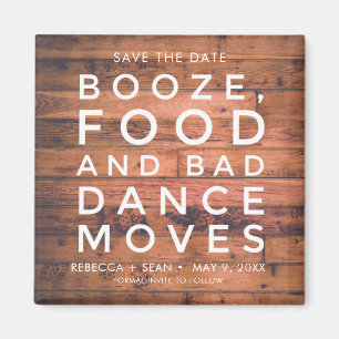 Imán Booze Food Bad Dance mueve matrimonio rústico