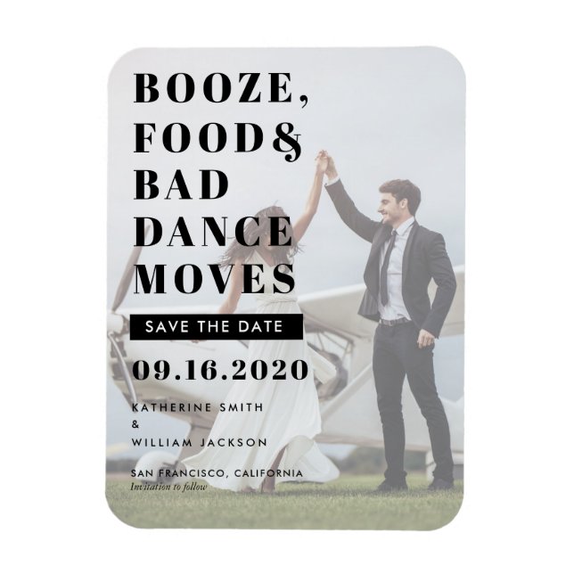 Imán Booze Food Bad Dance Mueve Wedding Salve La Fecha (Vertical)