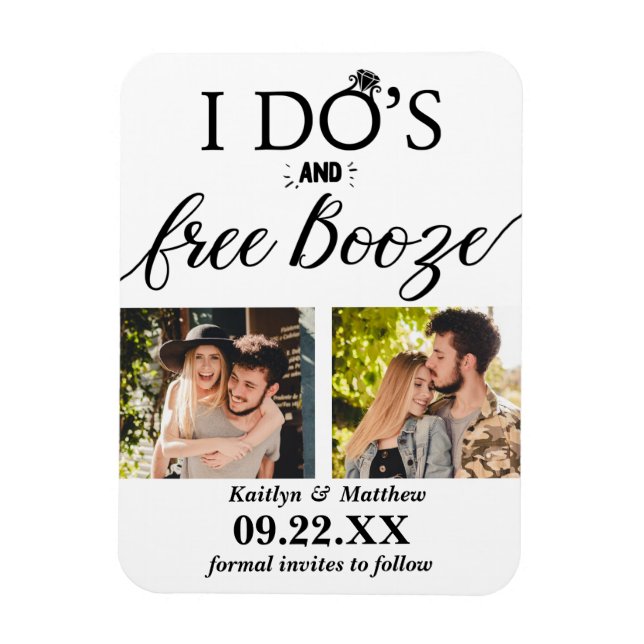 Imán Booze gratis y Booze Modern Wedding Salven la fech (Vertical)