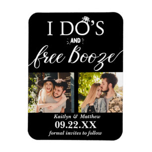 Imán Booze gratis y Booze Modern Wedding Salven la fech
