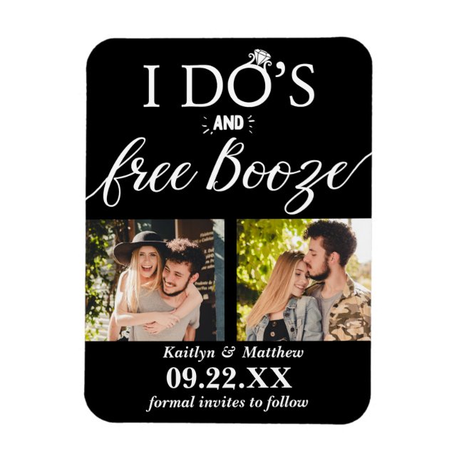 Imán Booze gratis y Booze Modern Wedding Salven la fech (Vertical)