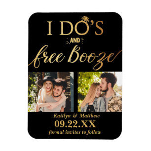 Imán Booze gratis y Booze Modern Wedding Salven la fech