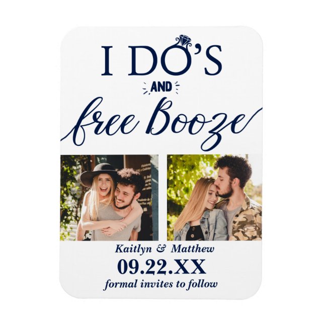 Imán Booze gratis y Booze Modern Wedding Salven la fech (Vertical)