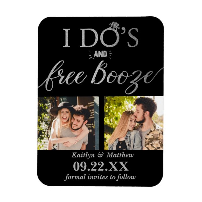 Imán Booze gratis y Booze Modern Wedding Salven la fech (Vertical)