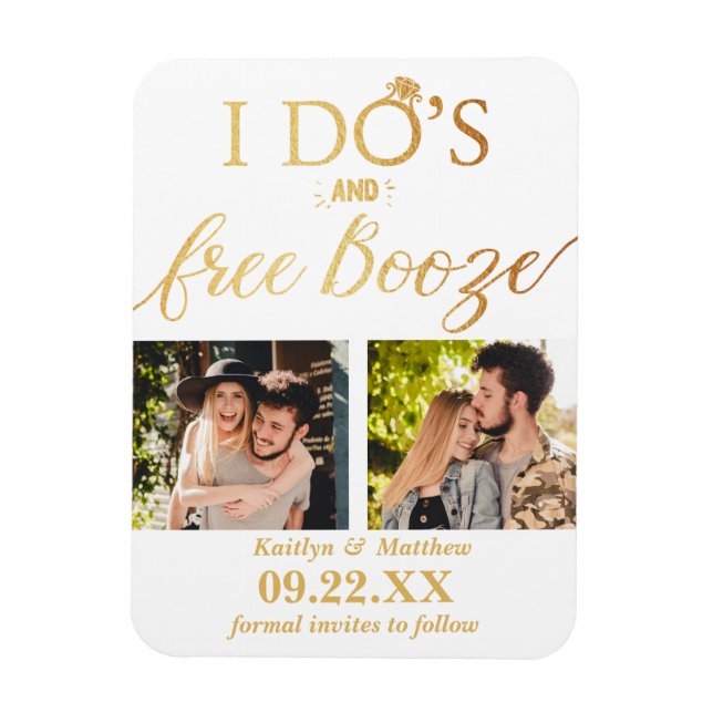 Imán Booze gratis y Booze Modern Wedding Salven la fech (Vertical)