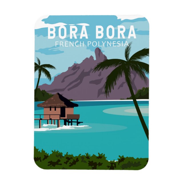 Imán Bora Bora Polinesia Francesa Viaje Arte de época (Vertical)