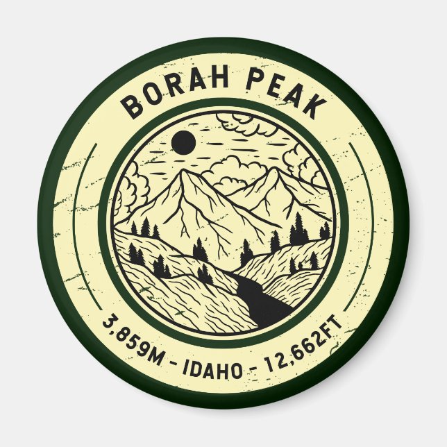 Imán Borah Peak Idaho Viaje en Senderismo (Frente)