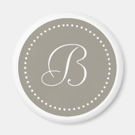 Imán Borde de aluminio redondeado monogramado/punto bla