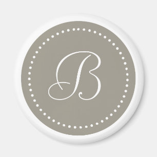Imán Borde de aluminio redondeado monogramado/punto bla